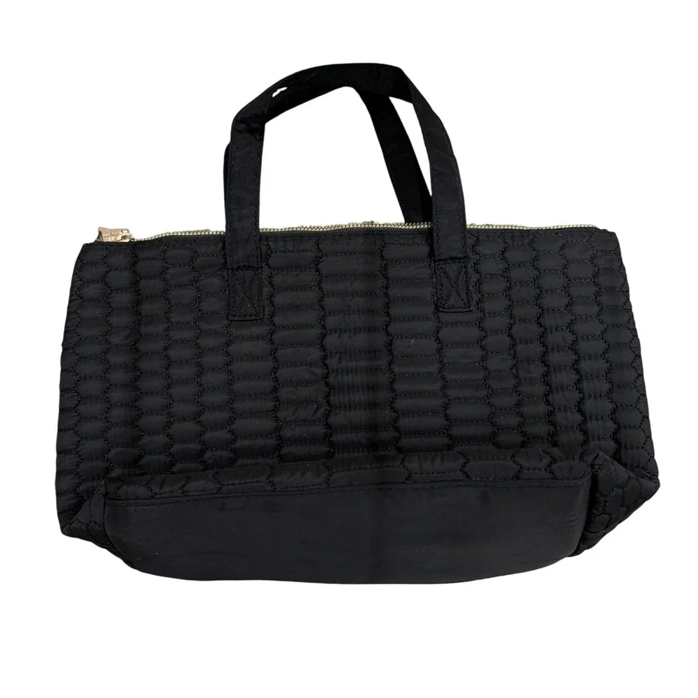 Aimee Kestenberg Mara Quilted Nylon Satchel Bag Black‎ Rose Gold Hardware